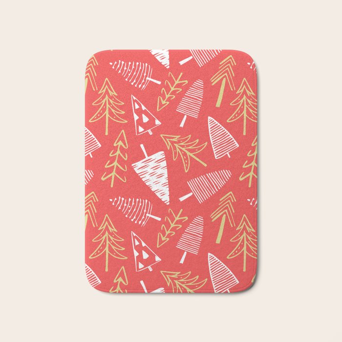 Christmas pine tree doodle art pattern Bath Mat Gallery Image 1