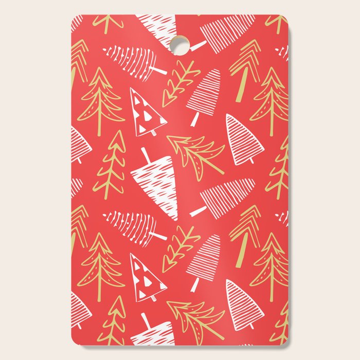 Christmas pine tree doodle art pattern Cutting Board Gallery Image 1