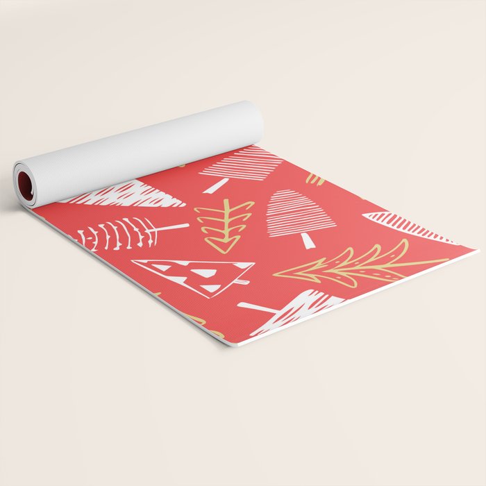 Christmas pine tree doodle art pattern Yoga Mat Gallery Image 2