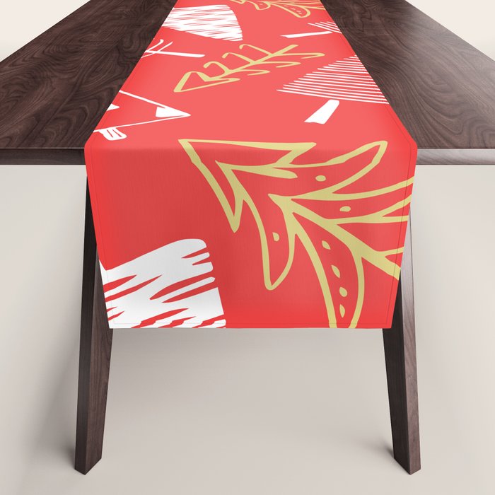 Christmas pine tree doodle art pattern Table Runner Gallery Image 1