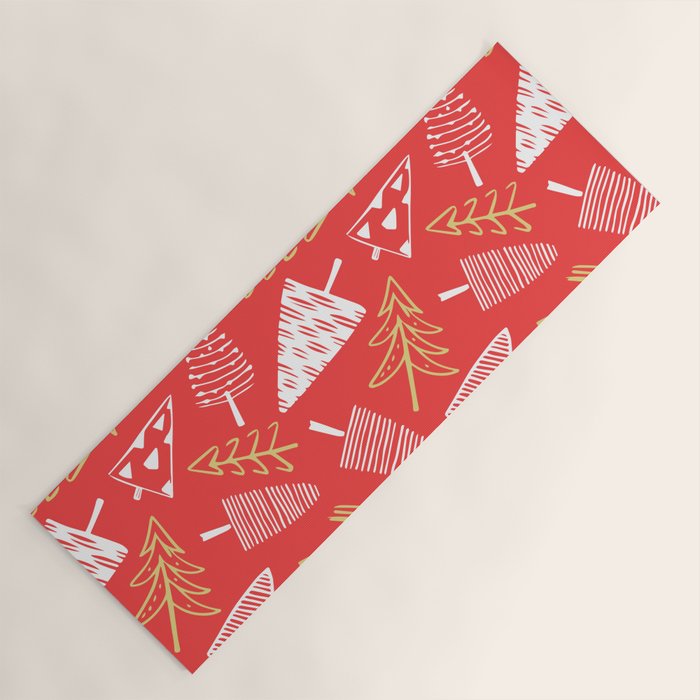 Christmas pine tree doodle art pattern Yoga Mat Gallery Image 1