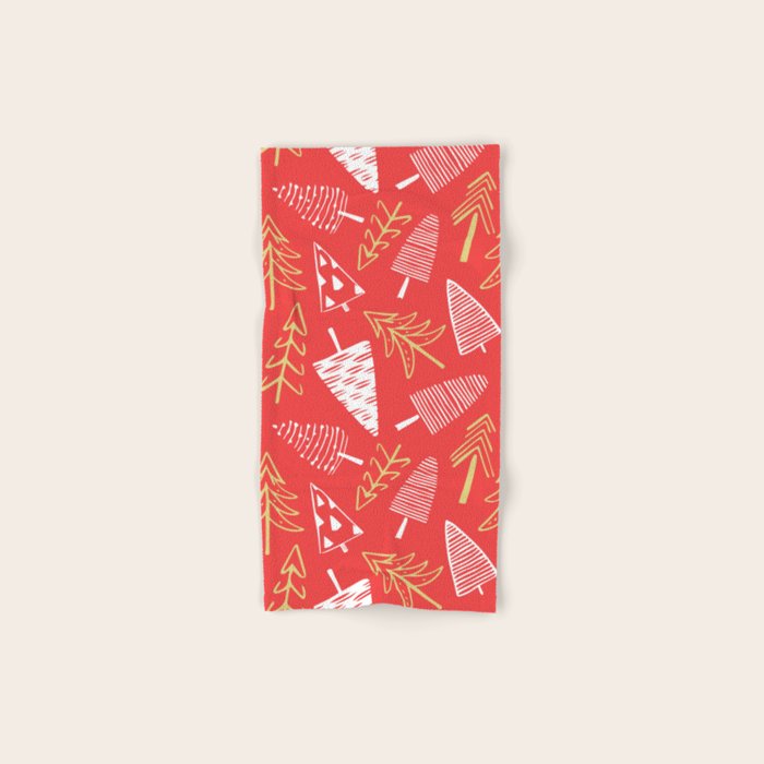 Christmas pine tree doodle art pattern Bath Towel Gallery Image 1