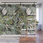 Dark watercolor jungle 1 Wall Mural Gallery Image 1