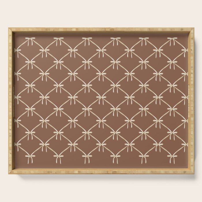 Bows and Ribbons Pattern LXII Coffee Creme Serving Tray Gallery Image 1