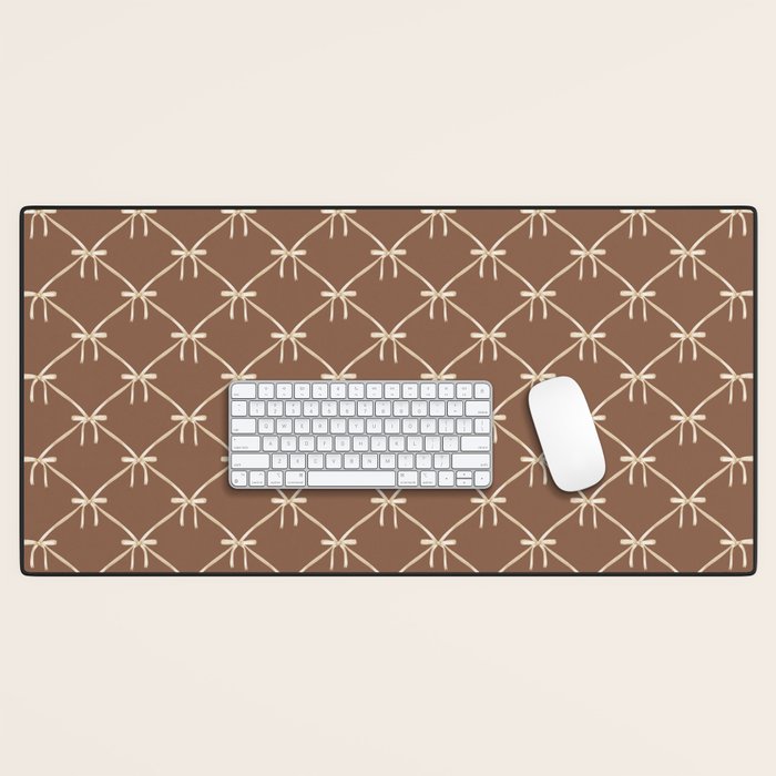 Bows and Ribbons Pattern LXII Coffee Creme Desk Mat Gallery Image 1
