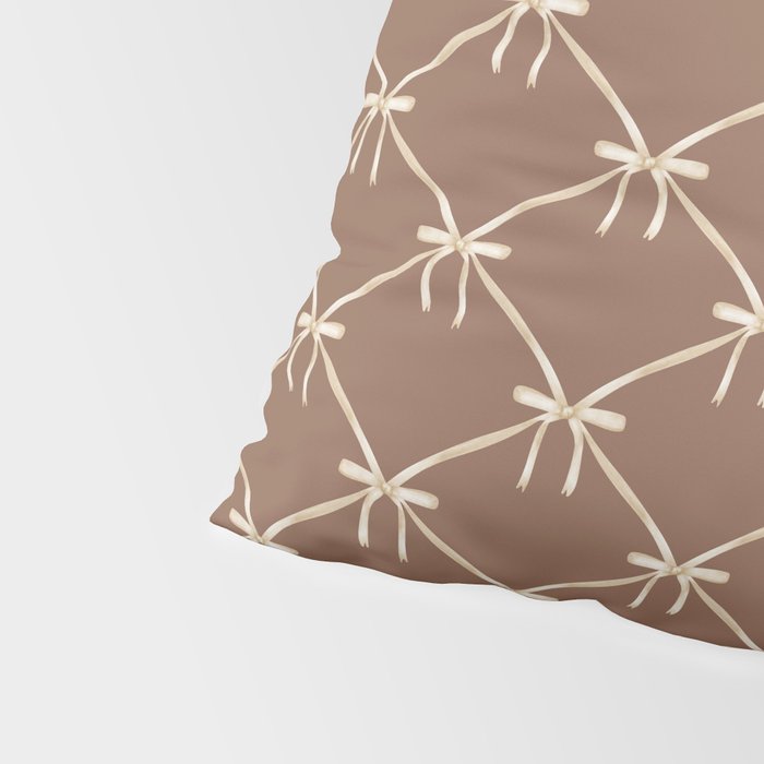 Bows and Ribbons Pattern LXII Coffee Creme Pillow Sham Gallery Image 4