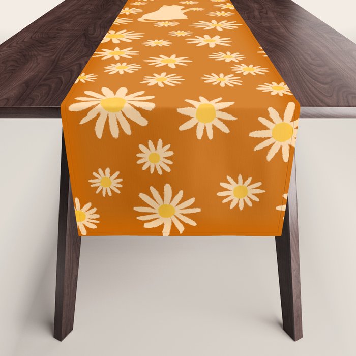 Hidden cat 44o Autumn flowers fall Table Runner Gallery Image 1