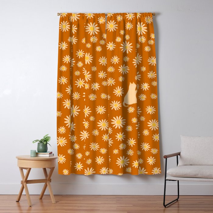 Hidden cat 44o Autumn flowers fall Window Curtain Gallery Image 1