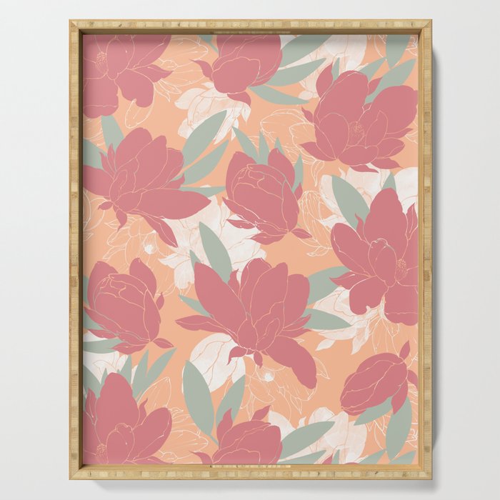 Big floral blossoms PF3 Serving Tray Gallery Image 1