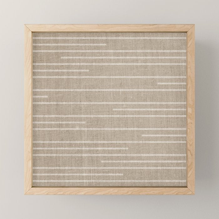 Boho Minimal Neutral Stripes Pattern Mini Art Print Gallery Image 1