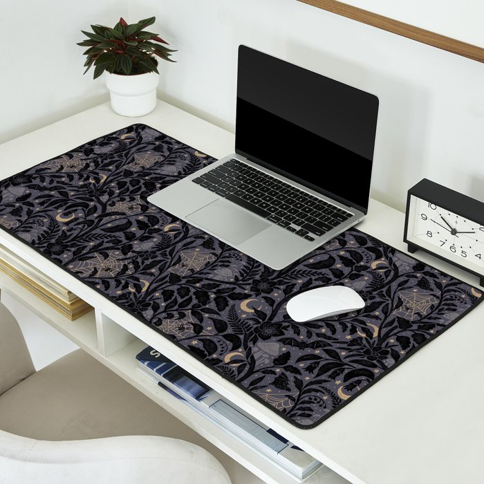 Mysterious Garden - midnight violet Desk Mat Gallery Image 2