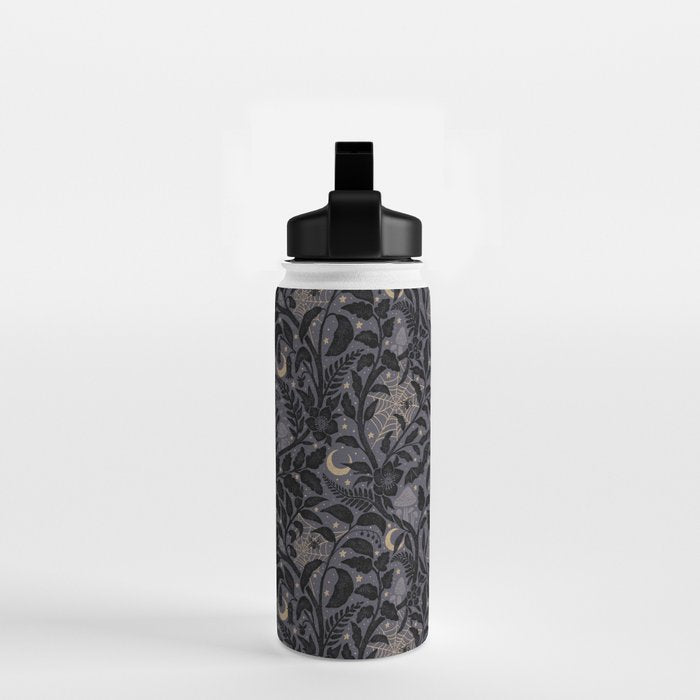 Mysterious Garden - midnight violet Water Bottle Gallery Image 2