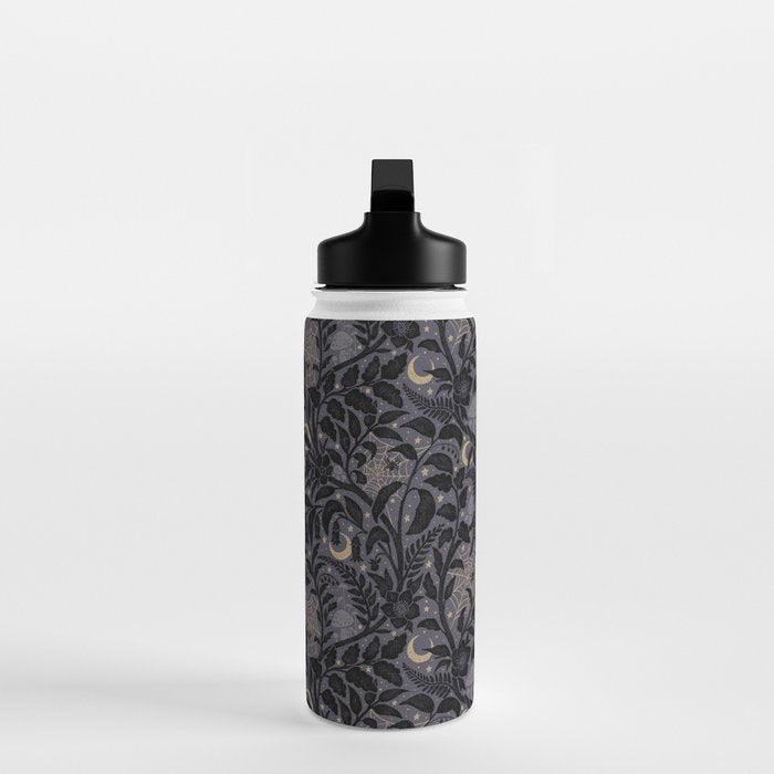 Mysterious Garden - midnight violet Water Bottle Gallery Image 3