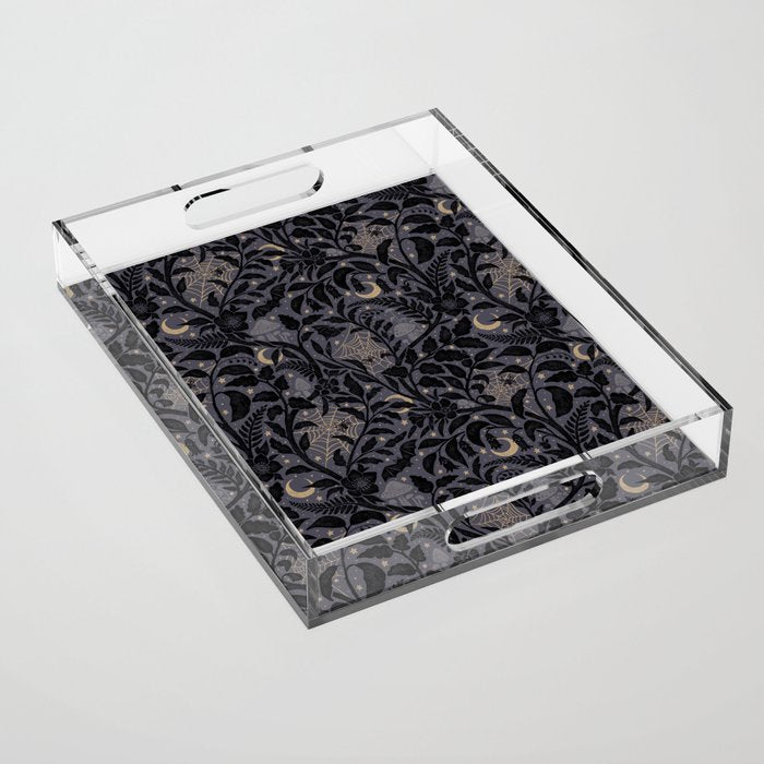 Mysterious Garden - midnight violet Acrylic Tray Gallery Image 1
