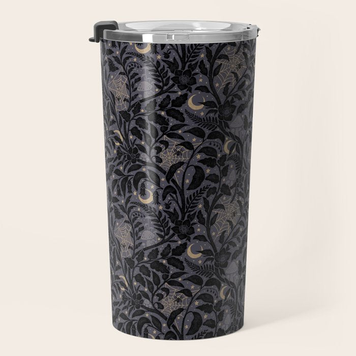 Mysterious Garden - midnight violet Travel Mug Gallery Image 3