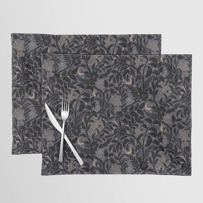Mysterious Garden - midnight violet Placemat Gallery Image 1