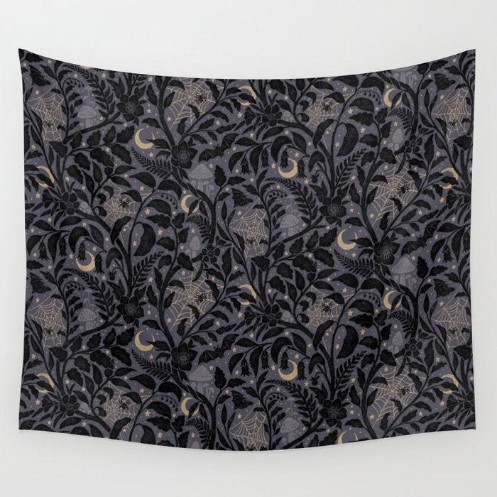 Mysterious Garden - midnight violet Wall Tapestry Gallery Image 1