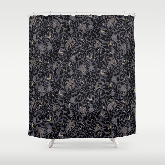 Mysterious Garden - midnight violet Shower Curtain Gallery Image 1