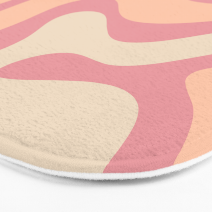 Modern Retro Liquid Swirl Abstract Pattern Square in Rose Pink and Salmon Bath Mat Gallery Image 3