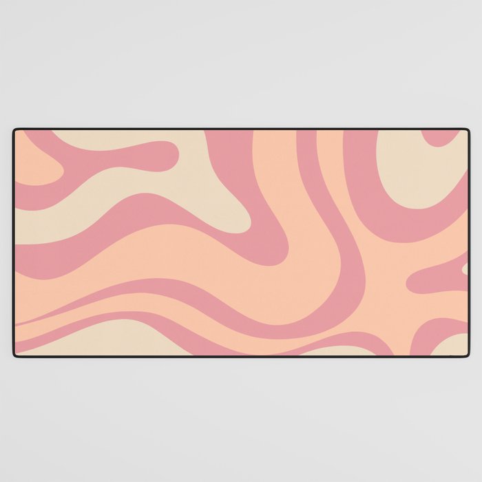Modern Retro Liquid Swirl Abstract Pattern Square in Rose Pink and Salmon Desk Mat Gallery Image 3