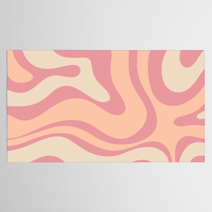 Modern Retro Liquid Swirl Abstract Pattern Square in Rose Pink and Salmon Tablecloth Gallery Image 2