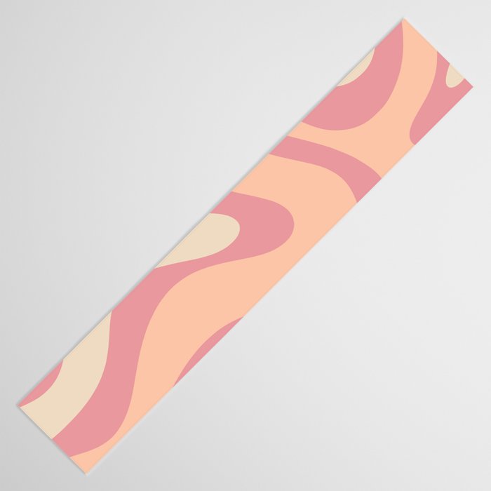 Modern Retro Liquid Swirl Abstract Pattern Square in Rose Pink and Salmon Table Runner Gallery Image 3