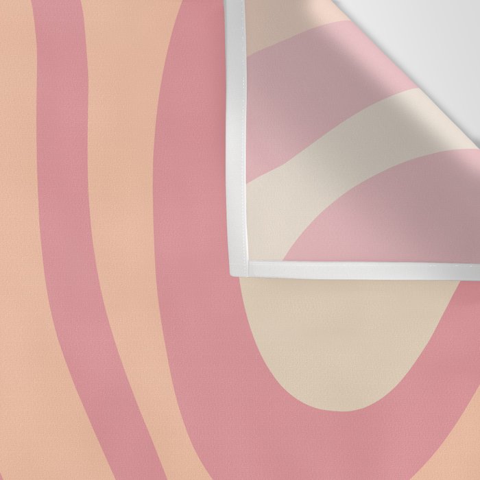 Modern Retro Liquid Swirl Abstract Pattern Square in Rose Pink and Salmon Wall Tapestry Gallery Image 3