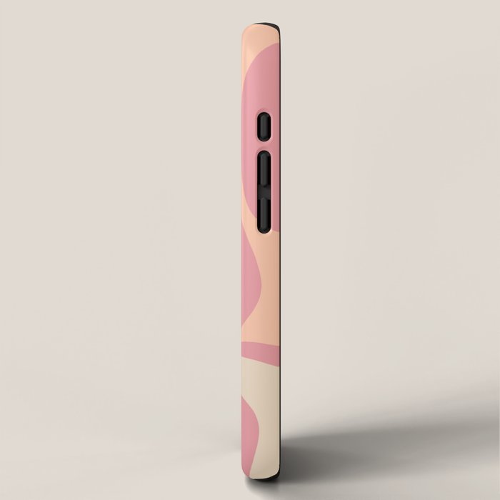 Modern Retro Liquid Swirl Abstract Pattern Square in Rose Pink and Salmon iPhone Case Gallery Image 2