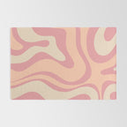Modern Retro Liquid Swirl Abstract Pattern Square in Rose Pink and Salmon Rug Gallery Image 2