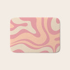 Modern Retro Liquid Swirl Abstract Pattern Square in Rose Pink and Salmon Bath Mat Gallery Image 1