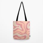 Modern Retro Liquid Swirl Abstract Pattern Square in Rose Pink and Salmon Tote Bag Gallery Image 2