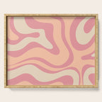 Modern Retro Liquid Swirl Abstract Pattern Square in Rose Pink and Salmon Serving Tray Gallery Image 1
