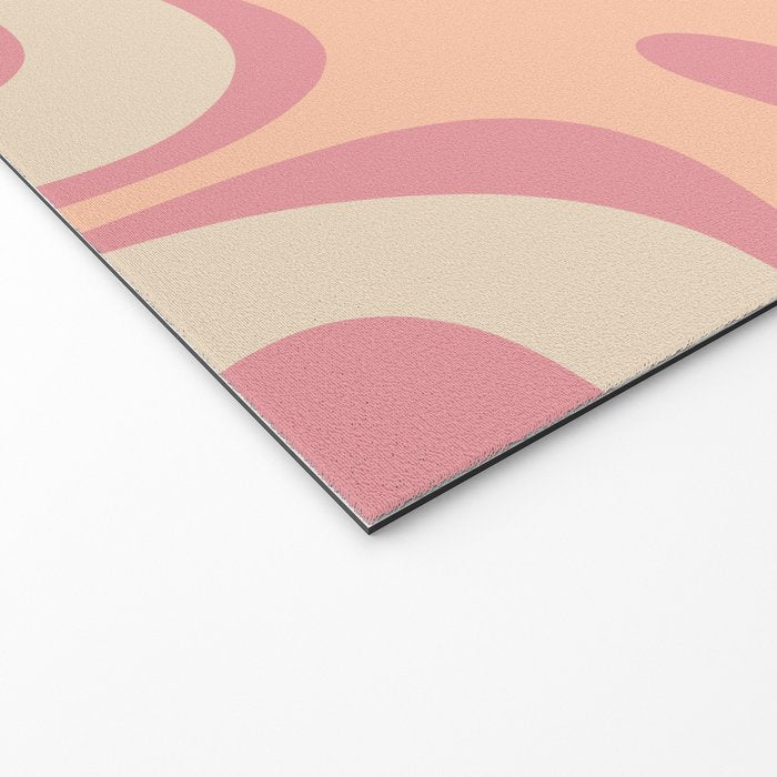 Modern Retro Liquid Swirl Abstract Pattern Square in Rose Pink and Salmon Welcome Mat Gallery Image 2