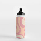 Modern Retro Liquid Swirl Abstract Pattern Square in Rose Pink and Salmon Water Bottle Gallery Image 2