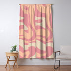 Modern Retro Liquid Swirl Abstract Pattern Square in Rose Pink and Salmon Window Curtain Gallery Image 5