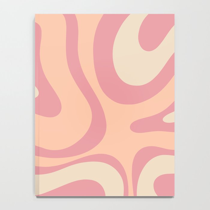 Modern Retro Liquid Swirl Abstract Pattern Square in Rose Pink and Salmon Notebook Gallery Image 4