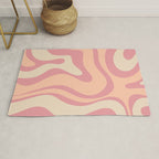 Modern Retro Liquid Swirl Abstract Pattern Square in Rose Pink and Salmon Rug Gallery Image 1
