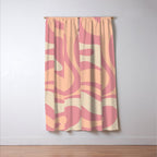 Modern Retro Liquid Swirl Abstract Pattern Square in Rose Pink and Salmon Window Curtain Gallery Image 3