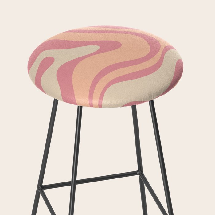 Modern Retro Liquid Swirl Abstract Pattern Square in Rose Pink and Salmon Stool Gallery Image 2