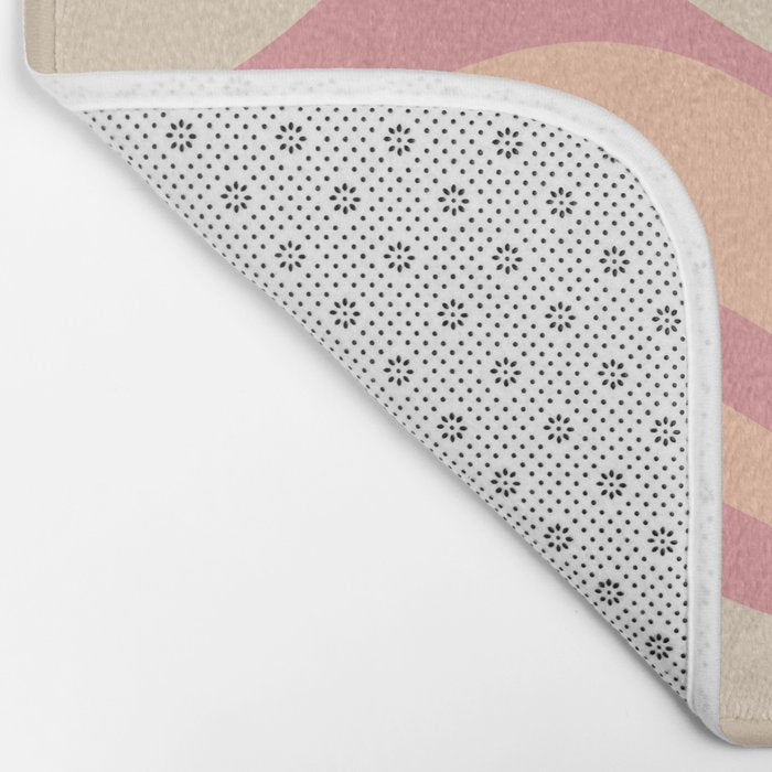 Modern Retro Liquid Swirl Abstract Pattern Square in Rose Pink and Salmon Bath Mat Gallery Image 2