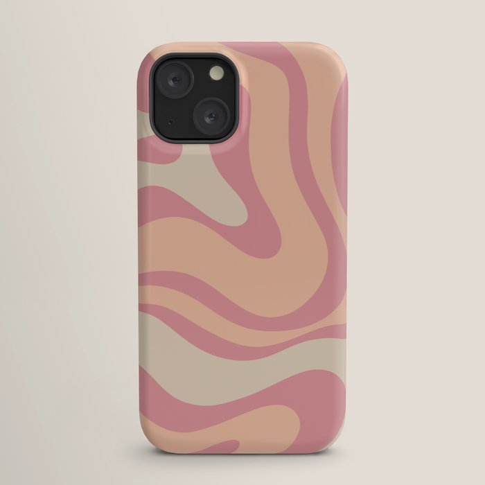 Modern Retro Liquid Swirl Abstract Pattern Square in Rose Pink and Salmon iPhone Case Gallery Image 17