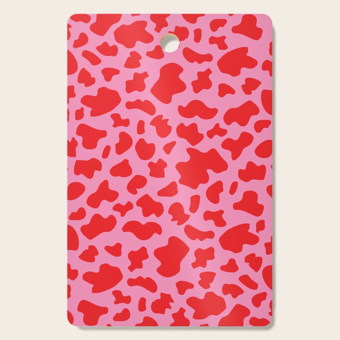 Cow Print in Pink and Red Cutting Board Gallery Image 1