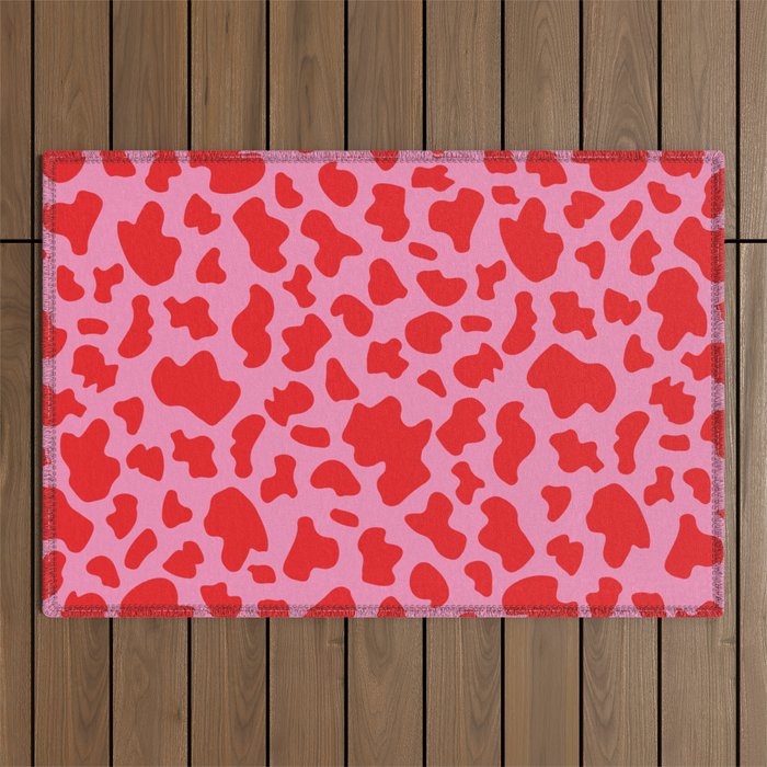 Cow Print in Pink and Red Outdoor Rug Gallery Image 1