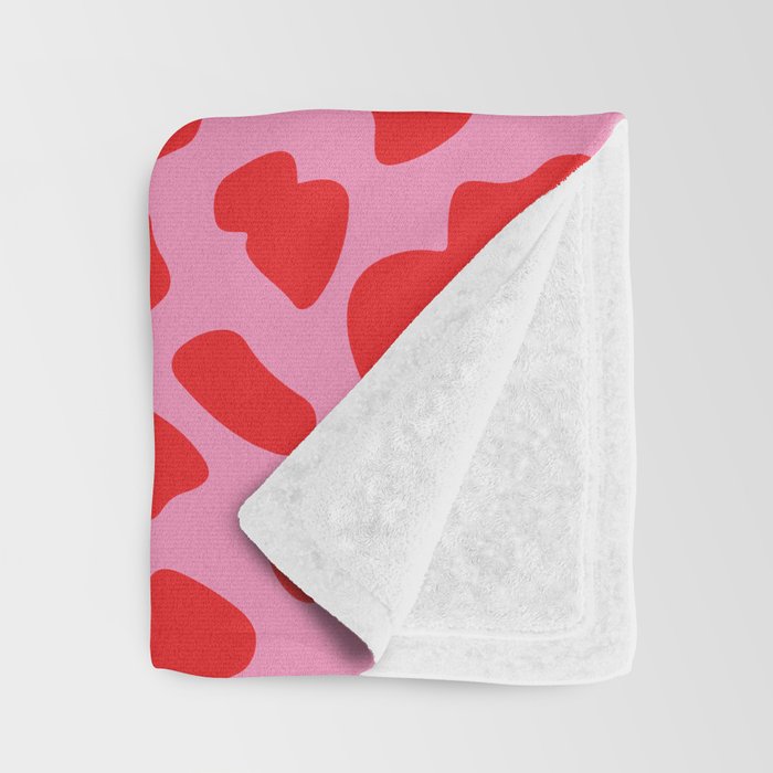Cow Print in Pink and Red Throw Blanket Gallery Image 3