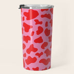 Cow Print in Pink and Red Travel Mug Gallery Image 3