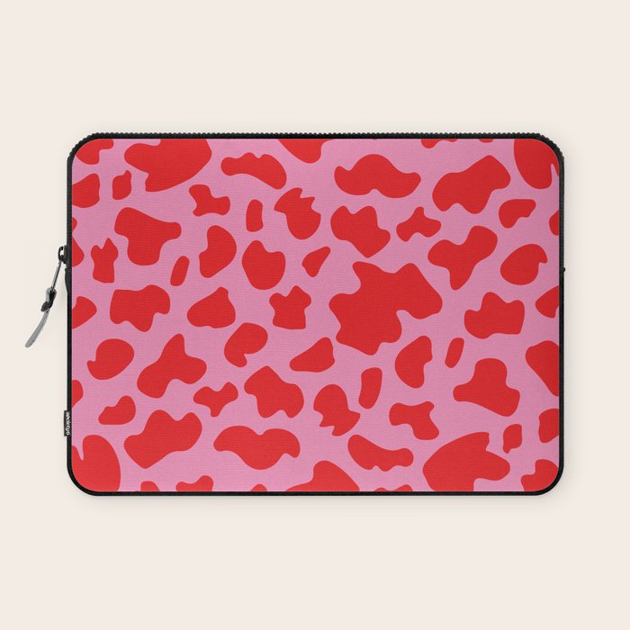 Cow Print in Pink and Red Laptop Sleeve Gallery Image 1