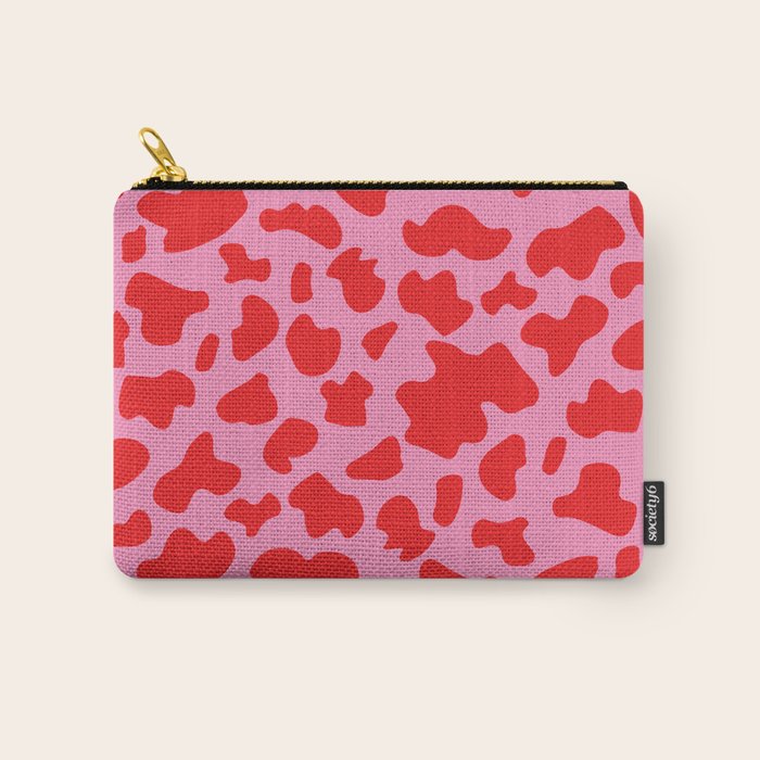 Cow Print in Pink and Red Carry All Pouch Gallery Image 1