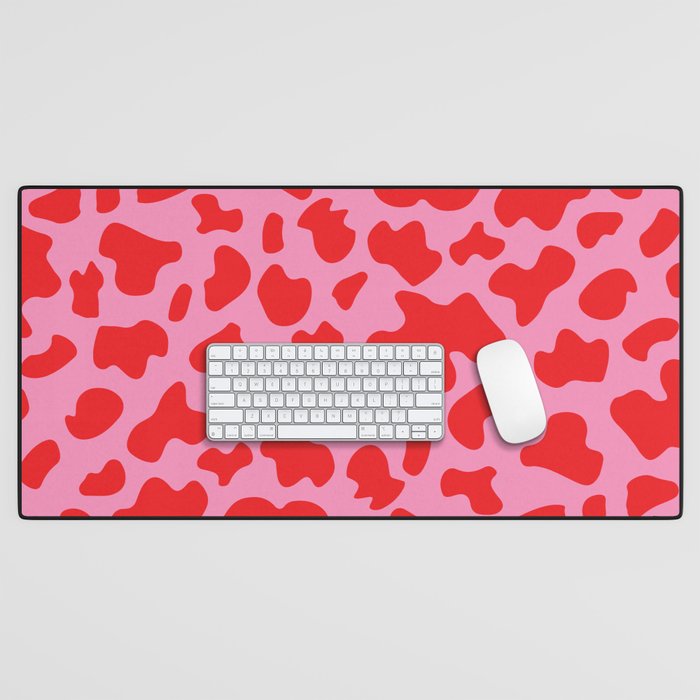 Cow Print in Pink and Red Desk Mat Gallery Image 1