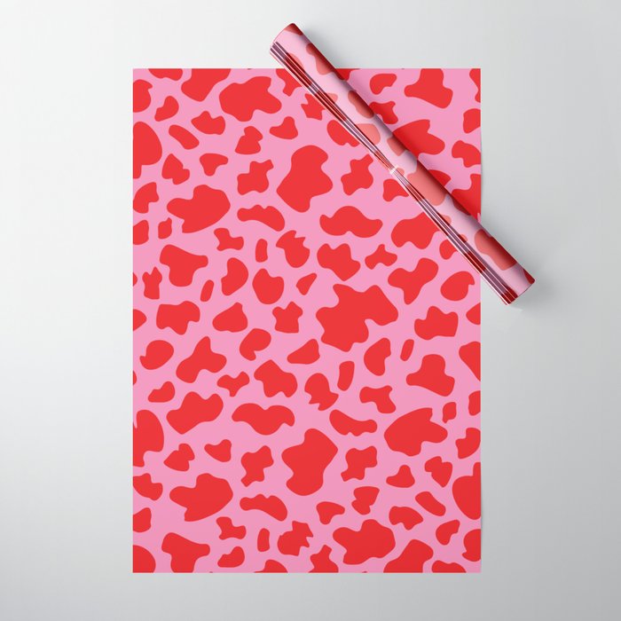 Cow Print in Pink and Red Wrapping Paper Gallery Image 1