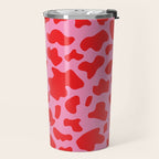Cow Print in Pink and Red Travel Mug Gallery Image 2